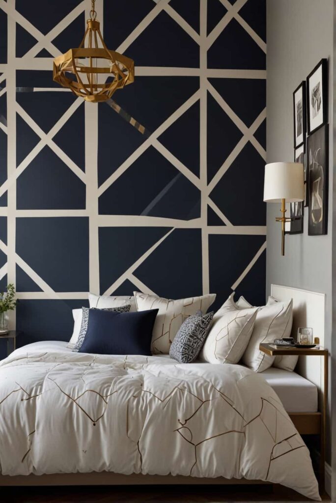 bedroom painting ideas crisp geometric patterns for a sophisticated touch 1