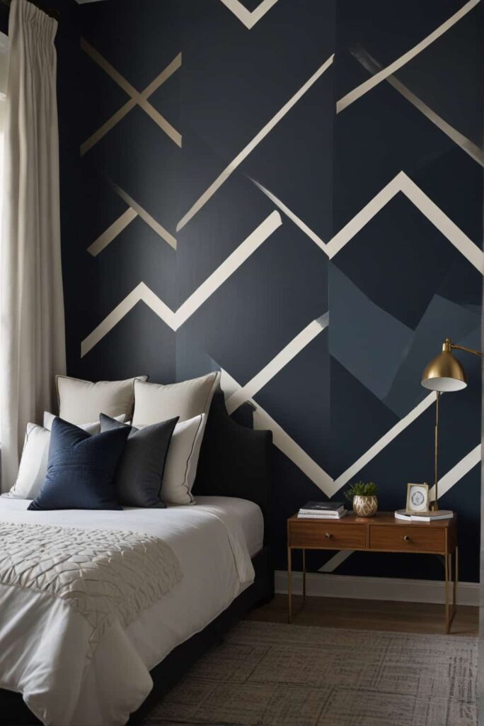 bedroom painting ideas crisp geometric patterns for a sophisticated touch 2