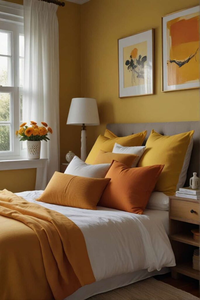 bedroom painting ideas energetic yellows and oranges sunshine filled room 2