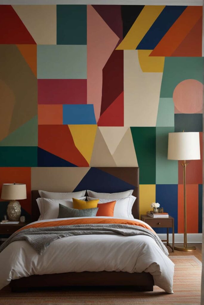 bedroom painting ideas sizing up geometric abstraction 0