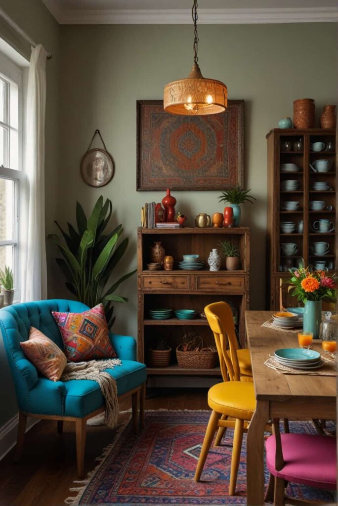 boho dining chair ideas eclectic ensemble vibrant dining setup 2