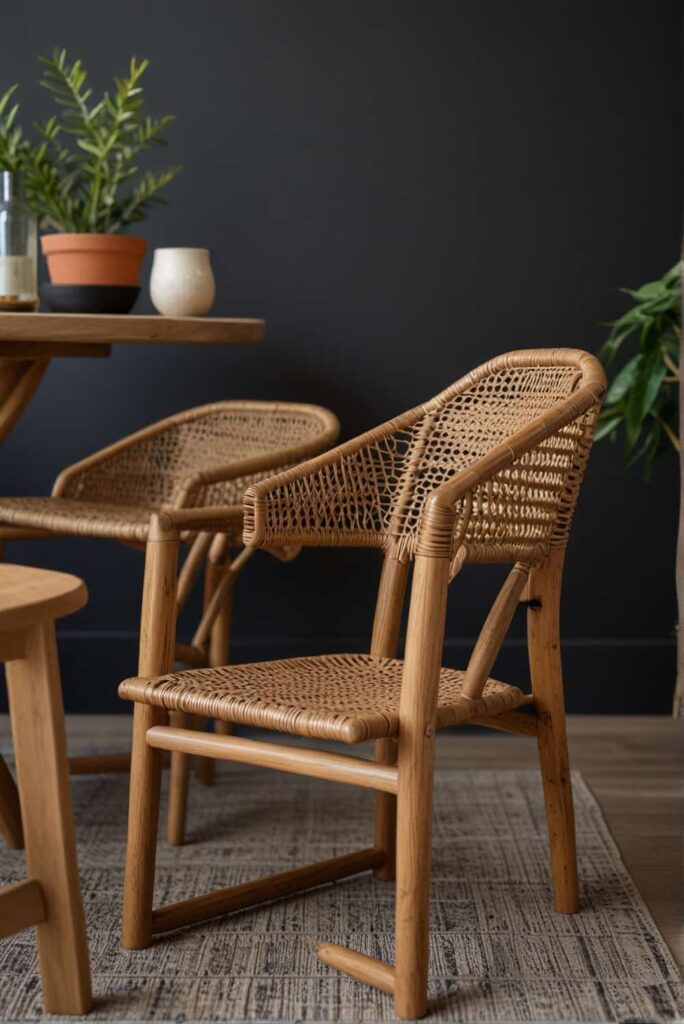 boho dining chair ideas highlighting lightweight rattan 2