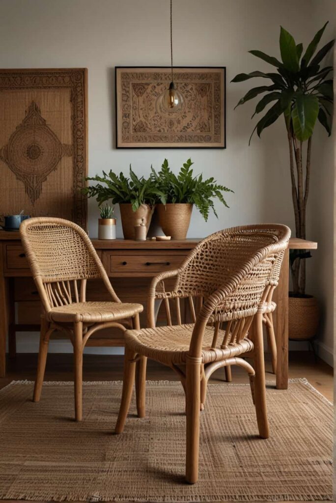 boho dining chair ideas timeless wicker whispers wooden warmth 1