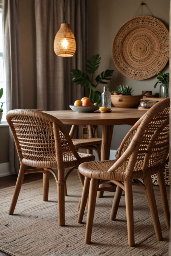 boho dining chair ideas with rattan royalty earthy warmth 2