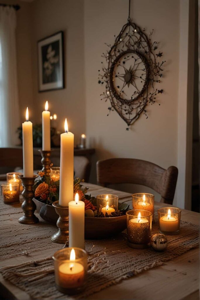 boho dining room decor ideas candles whisper twinkling 1
