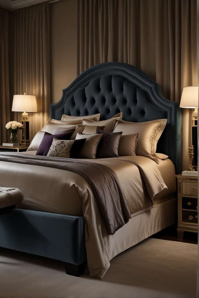 luxury bed master bedroom ideas velvet silk upholstered 1