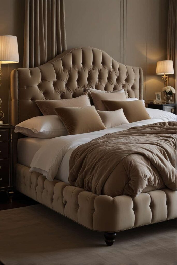 luxury bed master bedroom ideas velvet silk upholstered 2