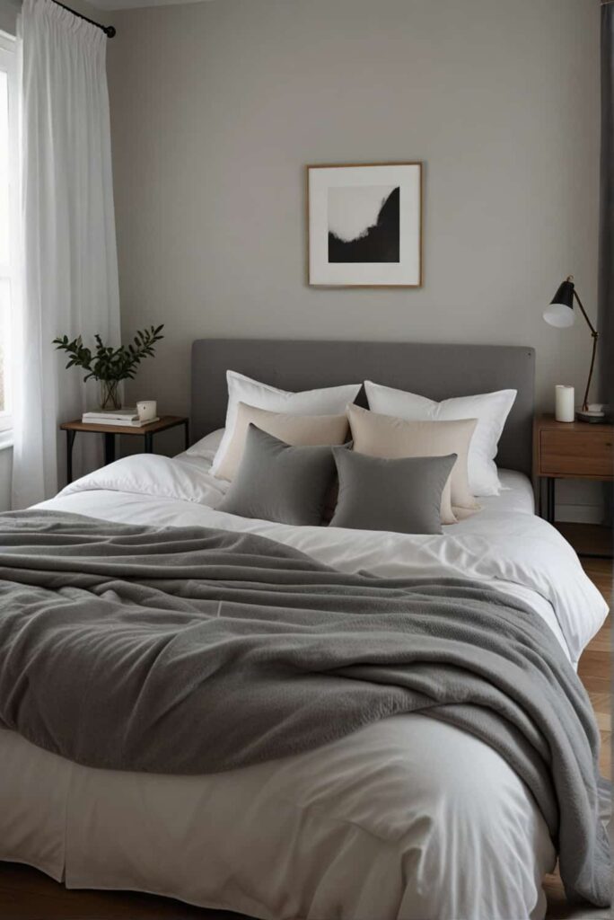 minimalist bedroom ideas with white soft gray peaceful 1