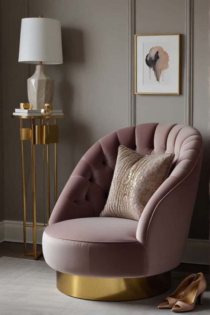 modern glam bedroom ideas bold velvet chair metallic f 3