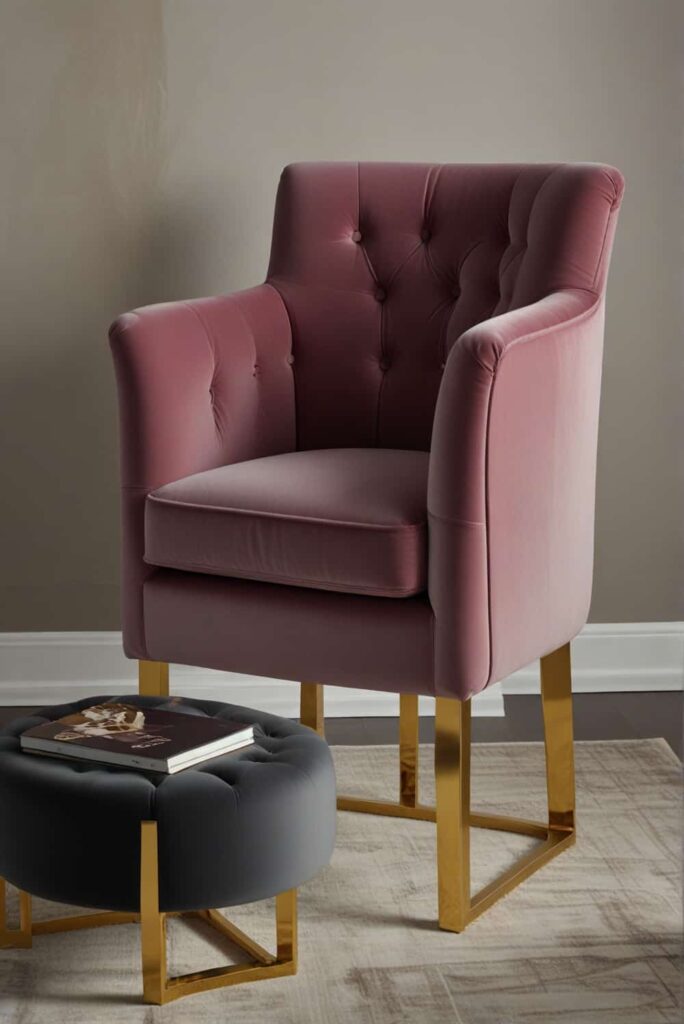 modern glam bedroom ideas bold velvet chair metallic f