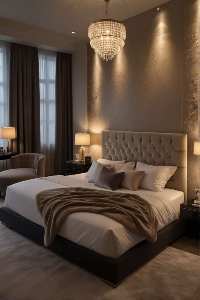 modern glam bedroom ideas led lighting soft luxury ambience 2