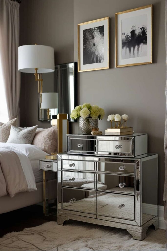 modern glam bedroom ideas mirrored dressers acrylic nightstands fusion 1
