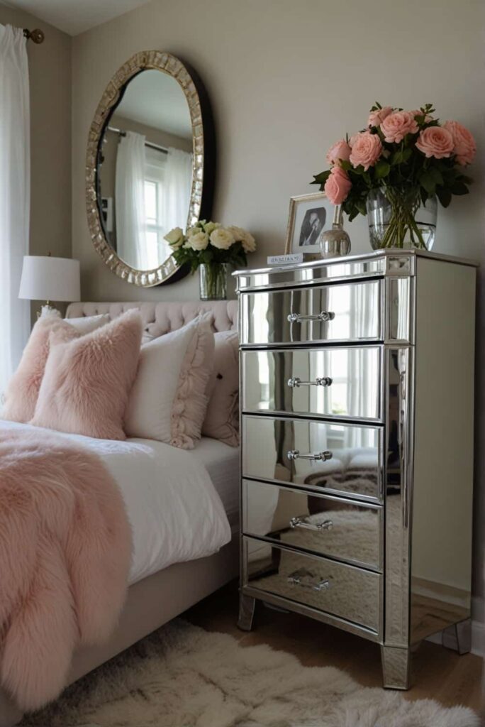 modern glam bedroom ideas mirrored dressers acrylic nightstands fusion 2