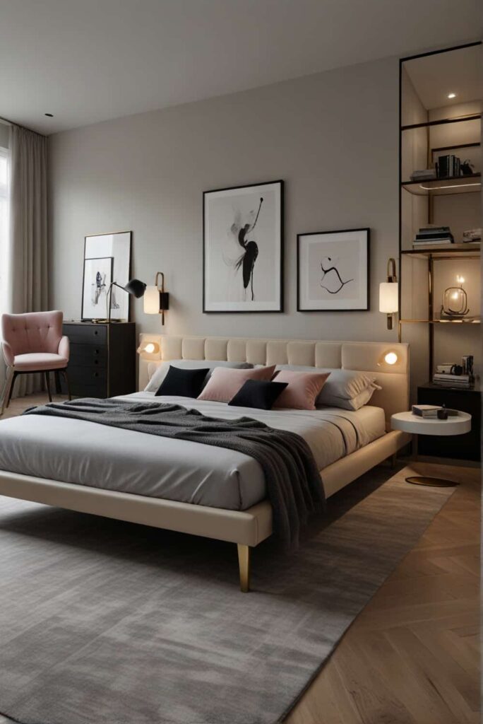 modern glam bedroom ideas sleek platform bed minimalist 1