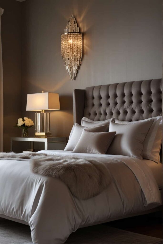 modern glam bedroom ideas sleek table lamps modern sconces warmth 1