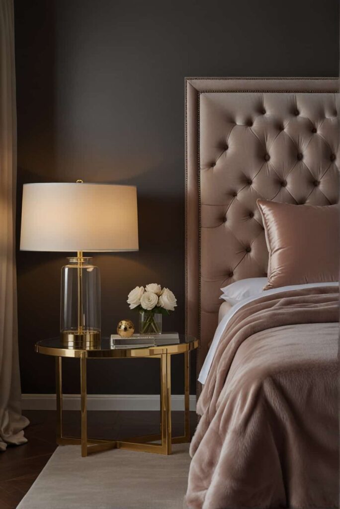 modern glam bedroom ideas sleek table lamps modern sconces warmth 2
