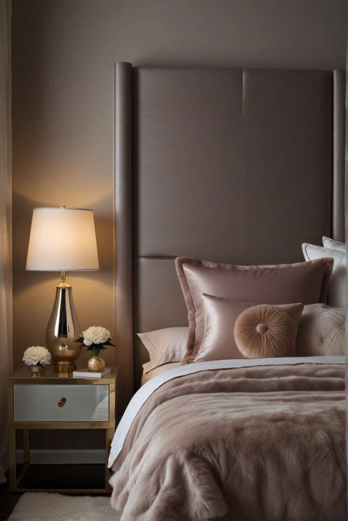 modern glam bedroom ideas sleek table lamps modern sconces warmth 3