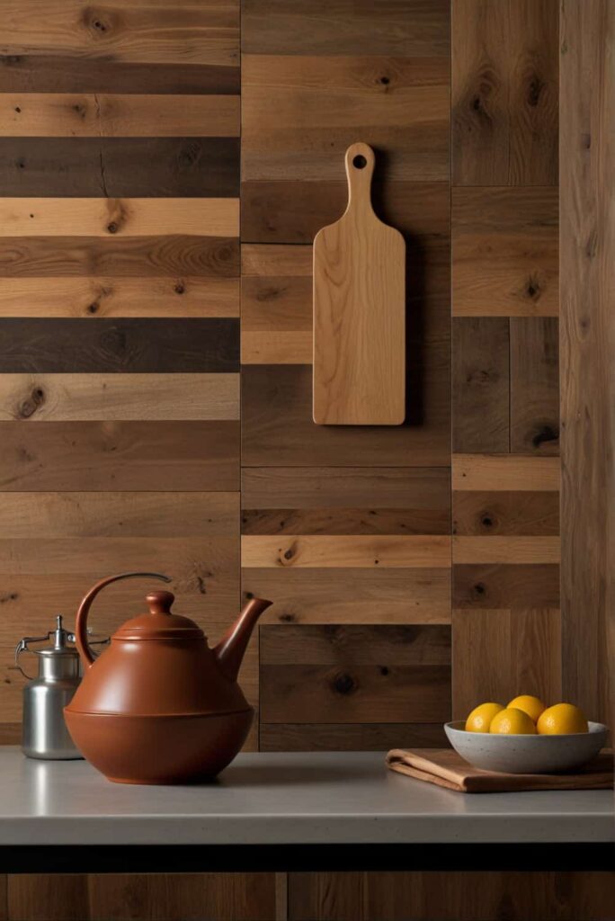 transform your kitchen with a unique wood backsplash