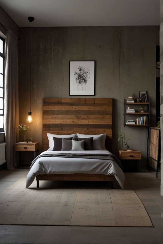 urban industrial bedroom ideas distressed wood furniture urban resilience 1