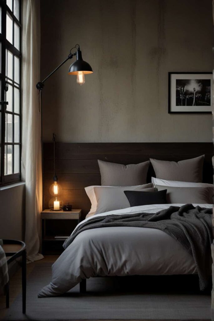 urban industrial bedroom ideas industrial lighting bed 0