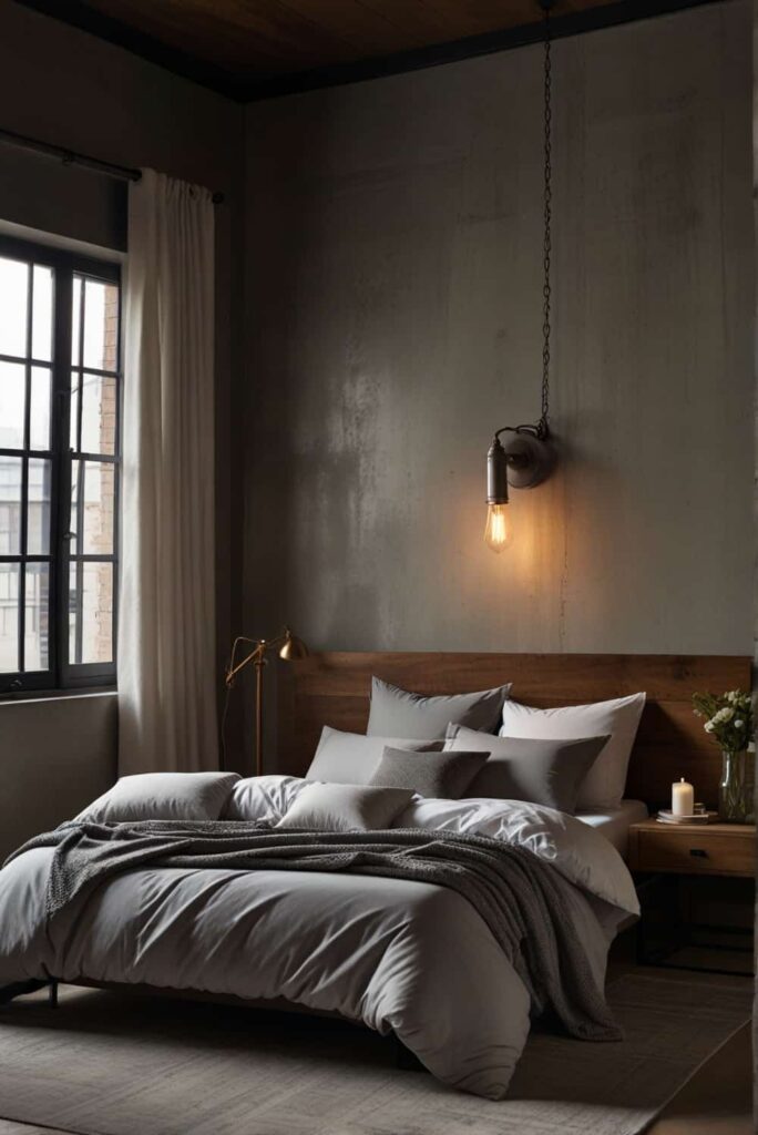 urban industrial bedroom ideas metallic whispers accent 2
