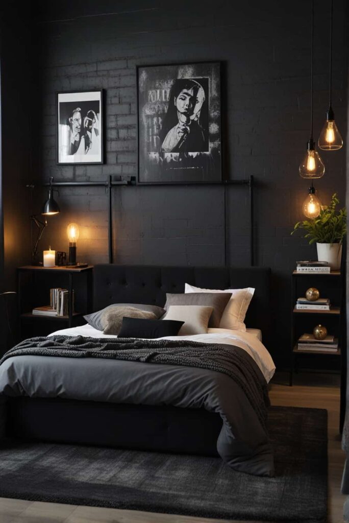 urban industrial bedroom ideas monochrome magic elegance backdrop 1