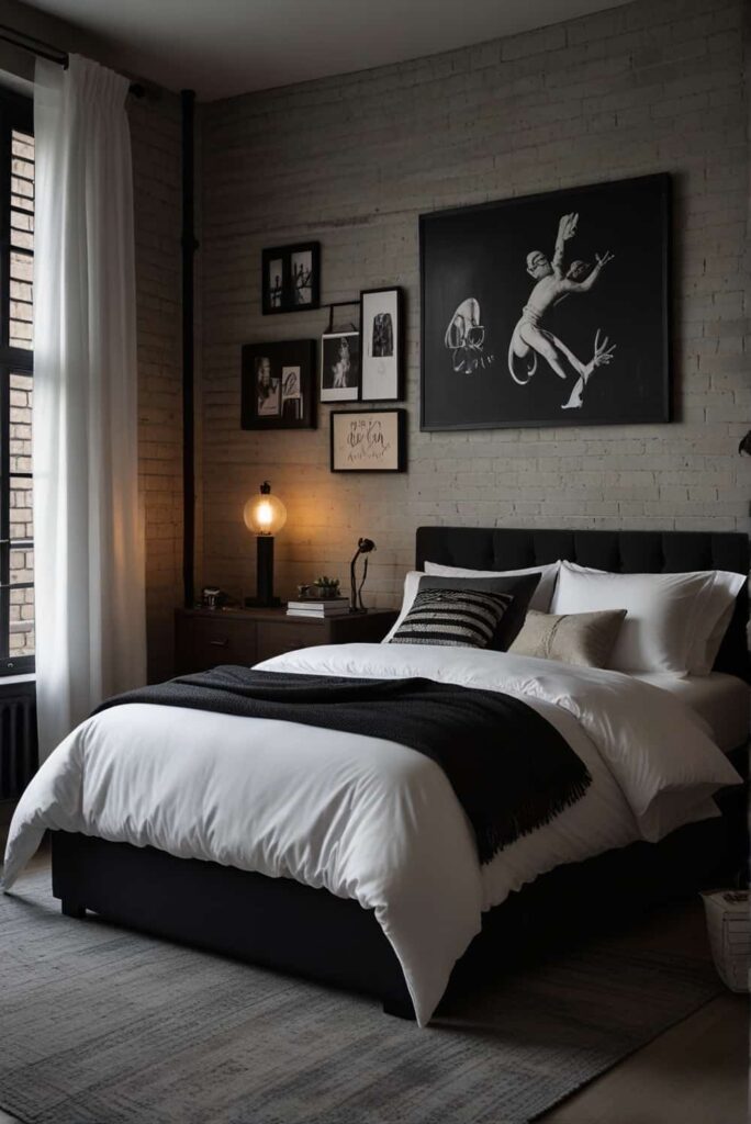 urban industrial bedroom ideas monochrome magic elegance backdrop 2